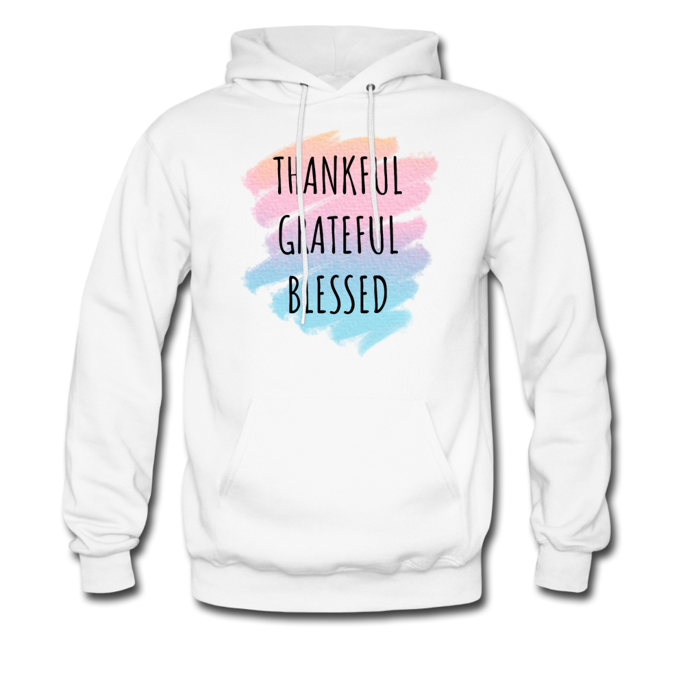 Thankful Grateful Blessed Hoodie - white