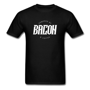 Powered By Bacon & Coffee Men's Funny T-Shirt - black