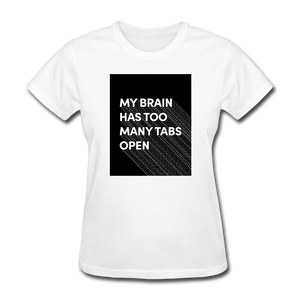My Brain Has Too Many Tabs Open Women's Funny T-Shirt - white