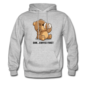Shh.. Coffee First Hoodie (Light Colors) - heather gray