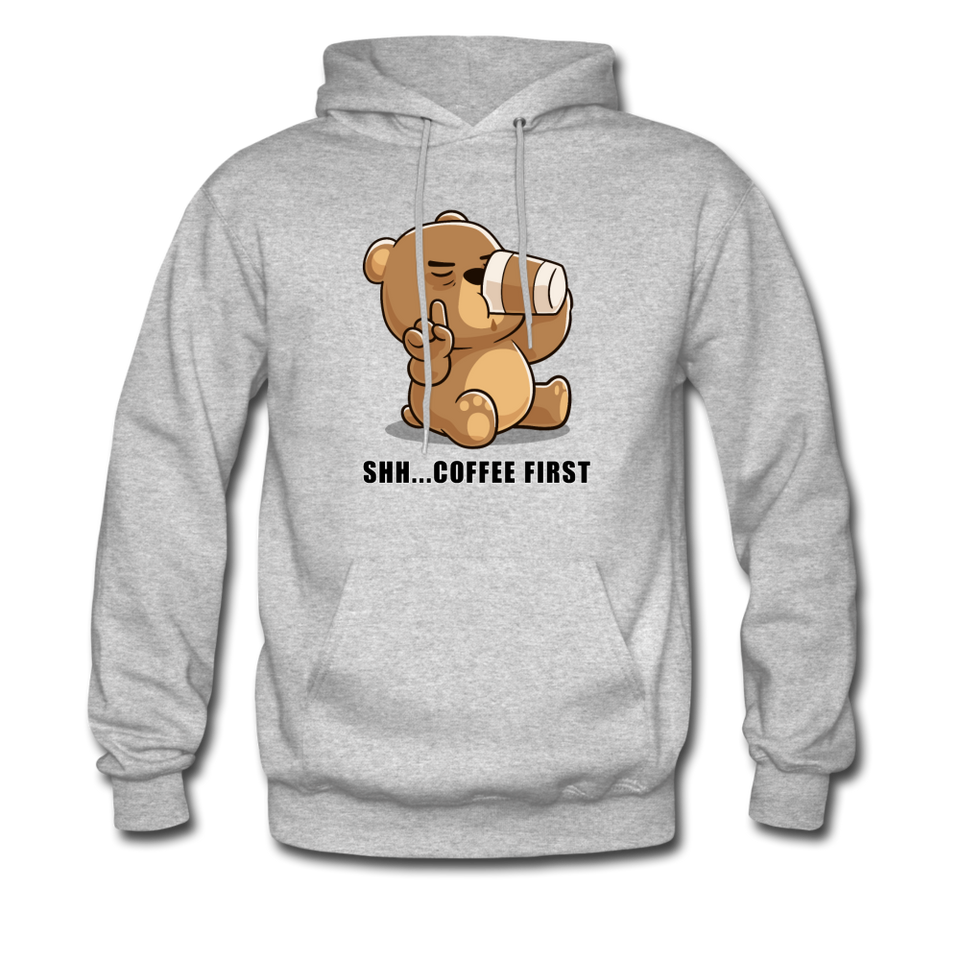 Shh.. Coffee First Hoodie (Light Colors) - heather gray