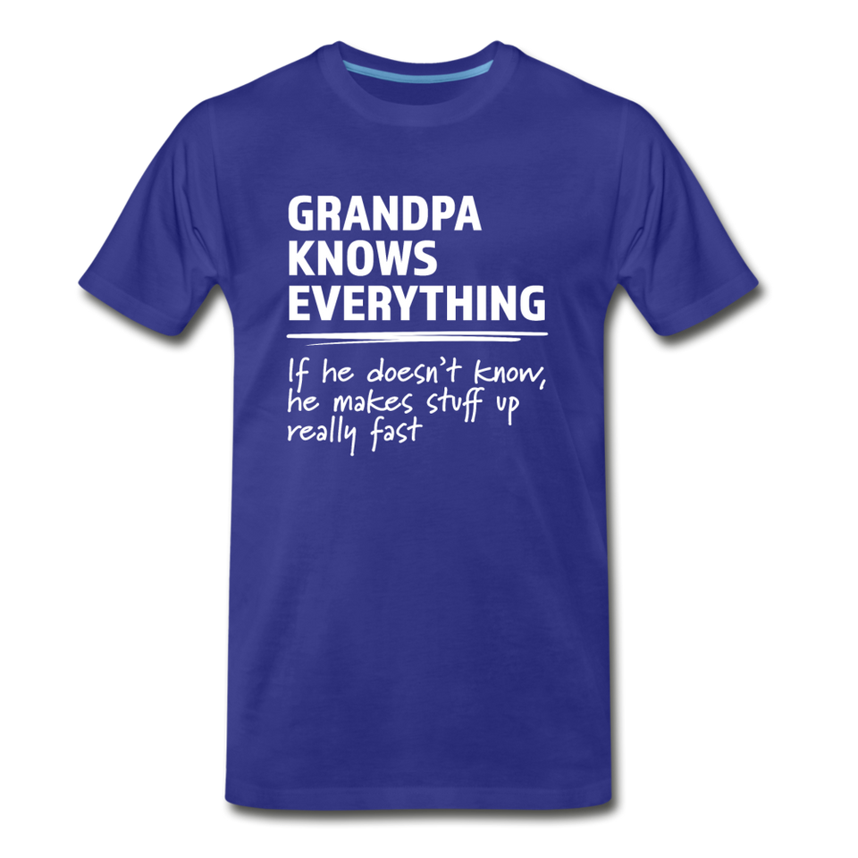 Grandpa Knows Everything Men's Funny T-Shirt (ultra-soft) - royal blue