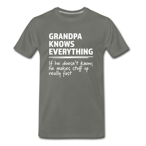Grandpa Knows Everything Men's Funny T-Shirt (ultra-soft) - asphalt gray