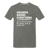 Grandpa Knows Everything Men's Funny T-Shirt (ultra-soft) - asphalt gray