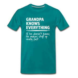 Grandpa Knows Everything Men's Funny T-Shirt (ultra-soft) - teal