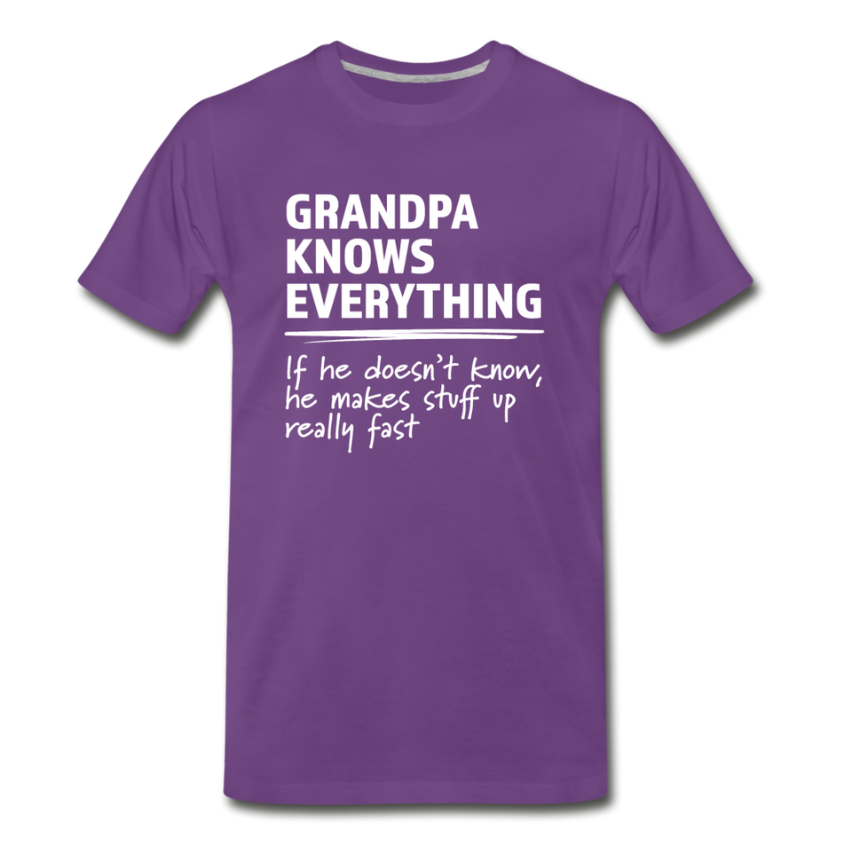 Grandpa Knows Everything Men's Funny T-Shirt (ultra-soft) - purple