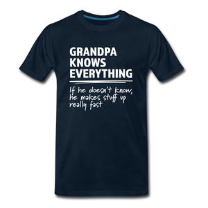 Grandpa Knows Everything Men's Funny T-Shirt (ultra-soft) - deep navy