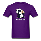 Shh.. Coffee First Panda Men's Funny T-Shirt (Dark Colors) - purple