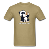 Shh.. Coffee First Panda Men's Funny T-Shirt (Dark Colors) - khaki