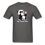 Shh.. Coffee First Panda Men's Funny T-Shirt (Dark Colors) - charcoal