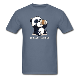 Shh.. Coffee First Panda Men's Funny T-Shirt (Dark Colors) - denim