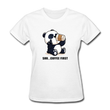 Shh.. Coffee First Panda Women's Funny T-Shirt (Light Colors) - white
