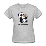 Shh.. Coffee First Panda Women's Funny T-Shirt (Light Colors) - heather gray