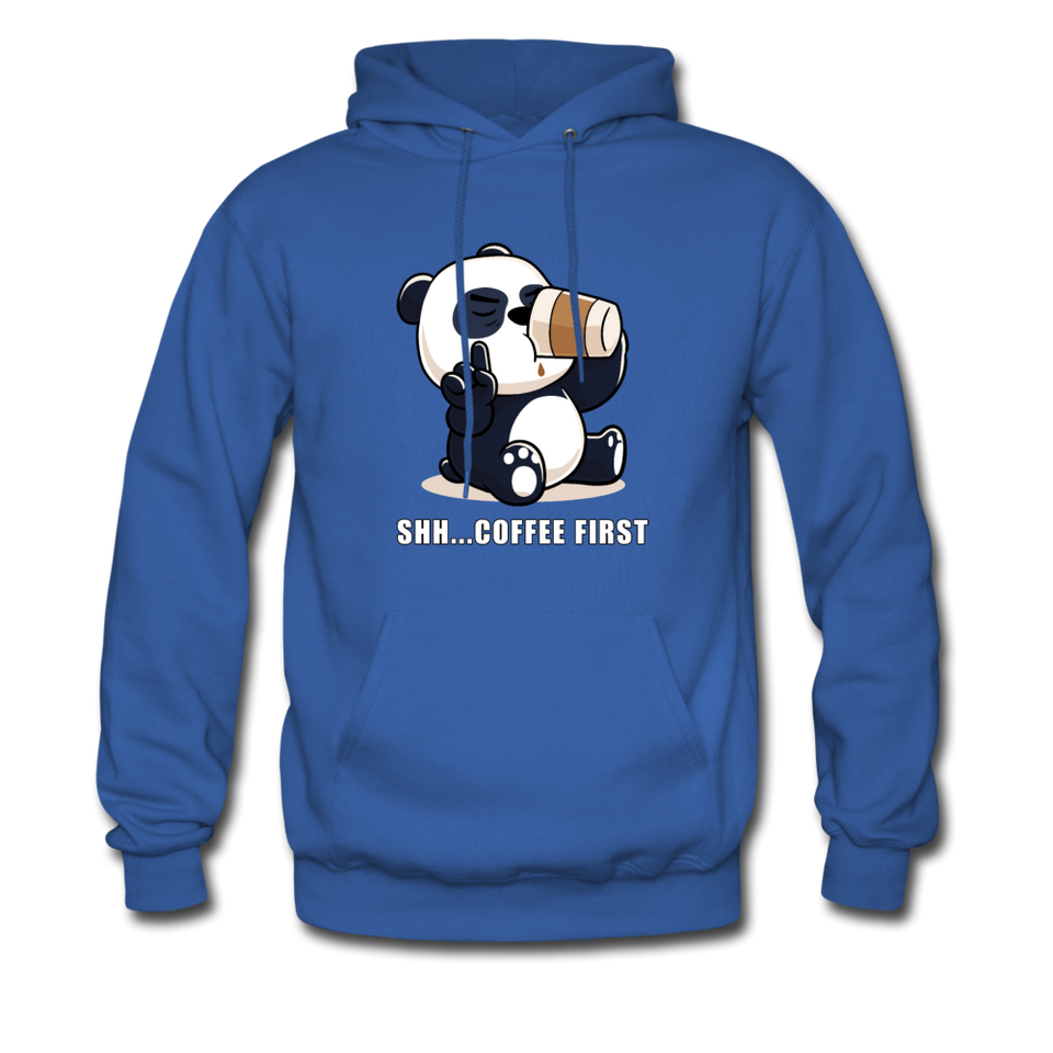 Shh.. Coffee First Panda Hoodie - royal blue