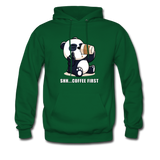 Shh.. Coffee First Panda Hoodie - forest green