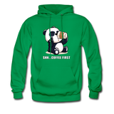 Shh.. Coffee First Panda Hoodie - kelly green