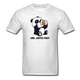 Shh.. Coffee First Panda Men's Funny T-Shirt (Light Colors) - light heather gray