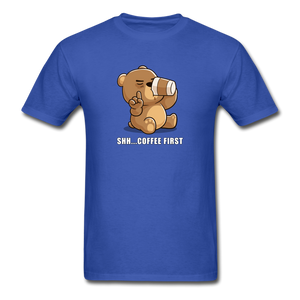 Shh.. Coffee First Men's Funny T-Shirt (Dark Colors) - royal blue