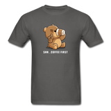 Shh.. Coffee First Men's Funny T-Shirt (Dark Colors) - charcoal