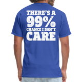 There's A 99% Chance I Don't Care Men's Funny T-Shirt (Back Print) - royal blue